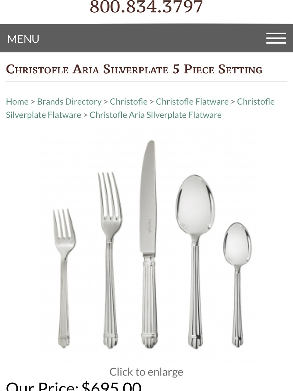 Christofle 5 piece Aria design silver plated service for 12 silverware!